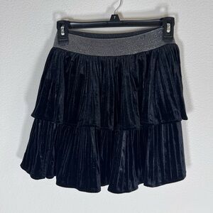Tiered Black Velvet Skort Size S